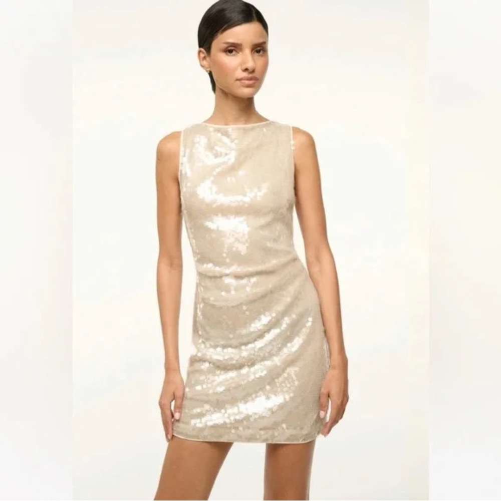 STAUD Eton Sequin Mini Dress in Moon Size XS - Picture 3 of 12